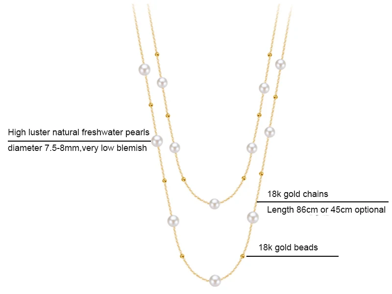 Classical 18k gold beads and pearls star family necklace choker sweater chain for women ladies Mom girls best gift in summer (8)