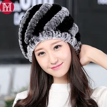 Женская русская настоящая шапка из меха кролика Рекс, зимняя вязаная шапка ручной работы, настоящий мех кролика, меховые шапки