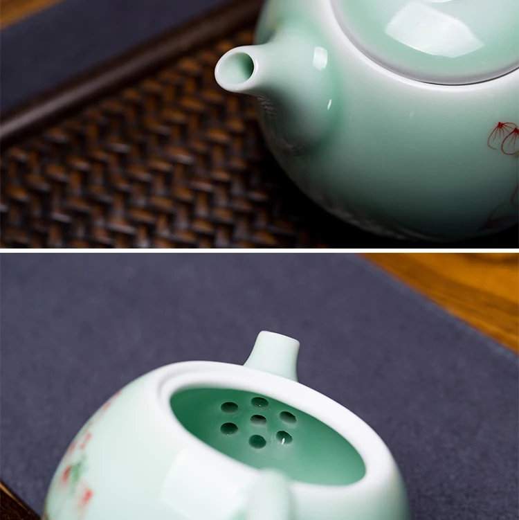 Celadon ручная роспись чайник керамический фиолетовый песок кунг-фу фильтр заварочный чайник ручной работы бытовая техника