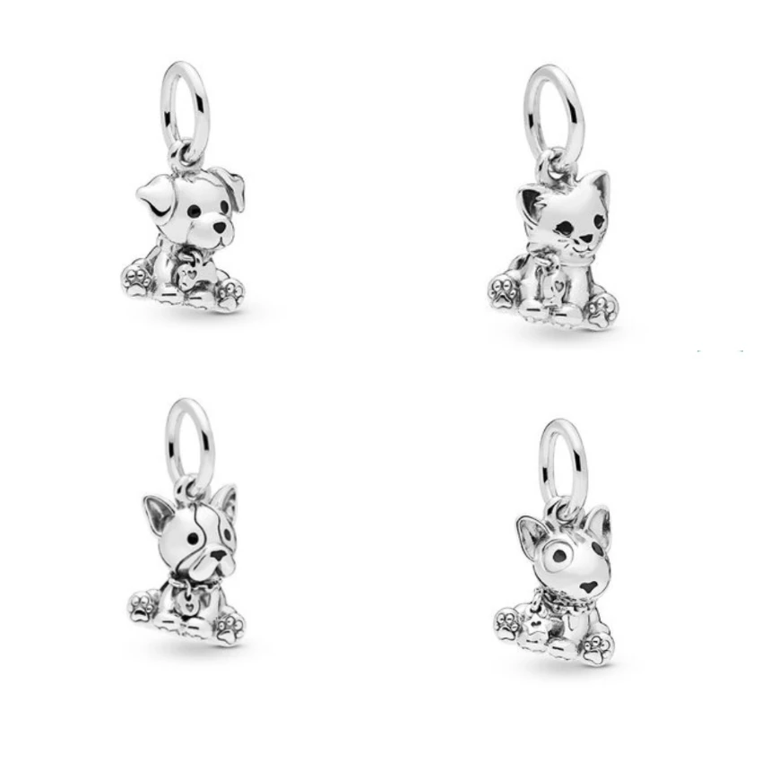 

925 Sterling Silver Puppy Beads Sweet Cat Terrier Bulldog Labrador Dog Charm fit Original Pandora Bracelets Women DIY Jewelry