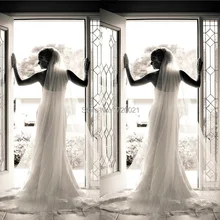 Hot Sale One Layer Tulle Wedding Accessories Cut Edge Ivory and White Chapel Length One Later Cheap Bridal Veil 2015