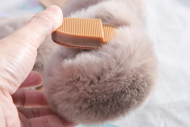 New Spring Plush Slippers Girls Slippers Real Rabbit Fur Shoes Open Toe Slippers All-match Childrens Shoes Summer Home Slippers