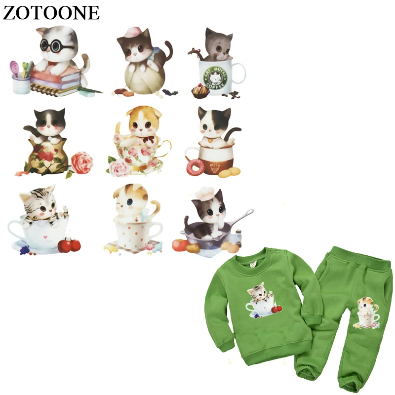 

Candy Cats Series Heat Transfer Patches Kids Household Iron-on Washable Patch DIY Decoration Appliqued Parches for Baby Dress