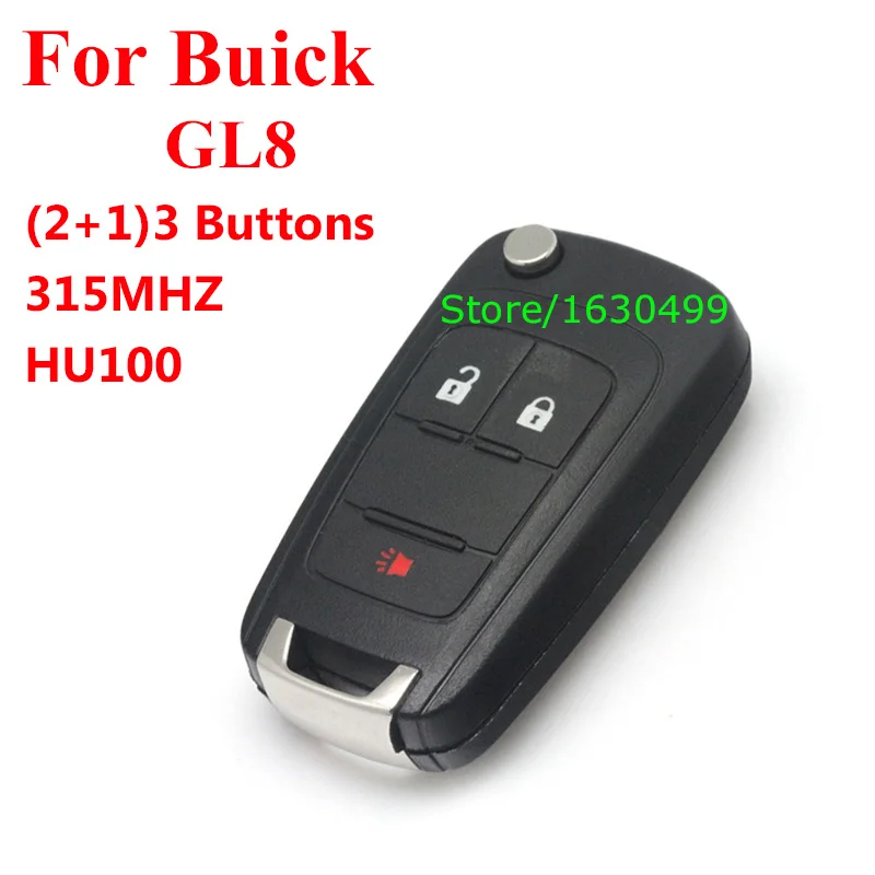 

Car alarm system Buck GL8 remote key 2+1 buttons 315MHZ HU100 Key Blade,Free Shipping