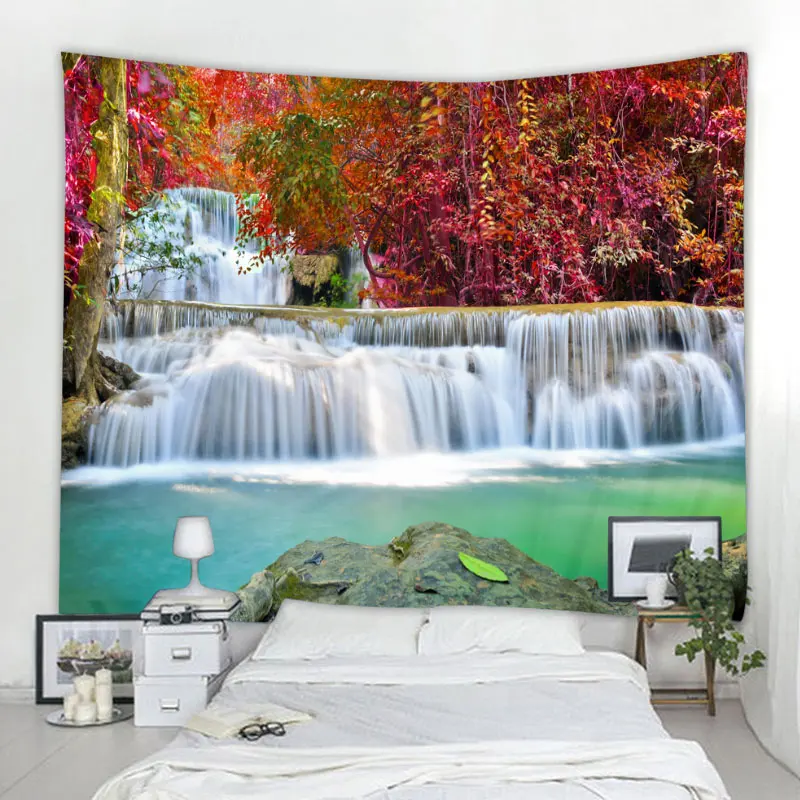 Декоративная Мандала лес водопад настенный гобелен богемное макраме настенное художественное покрывало домашний декор многоцветные спальные простыни