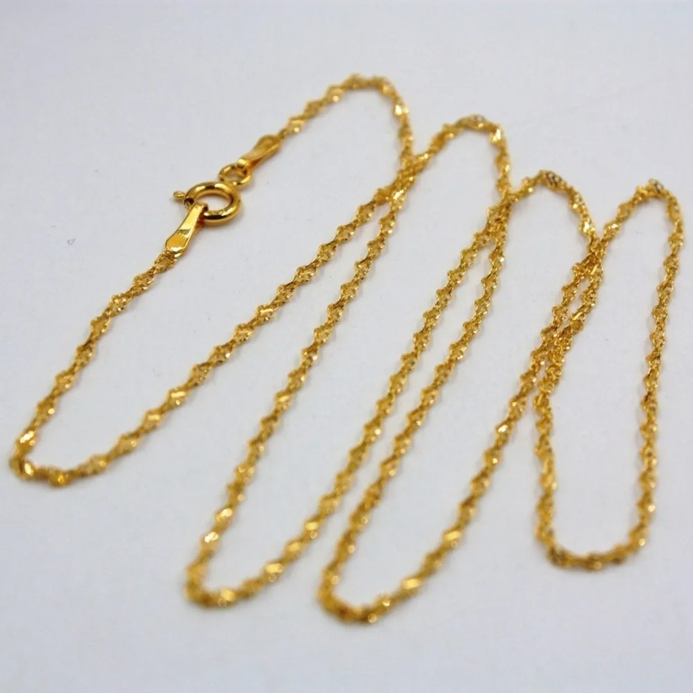

Fine Au750 Real 18K Yellow Gold Chain Women Singapore Link Necklace 18inch