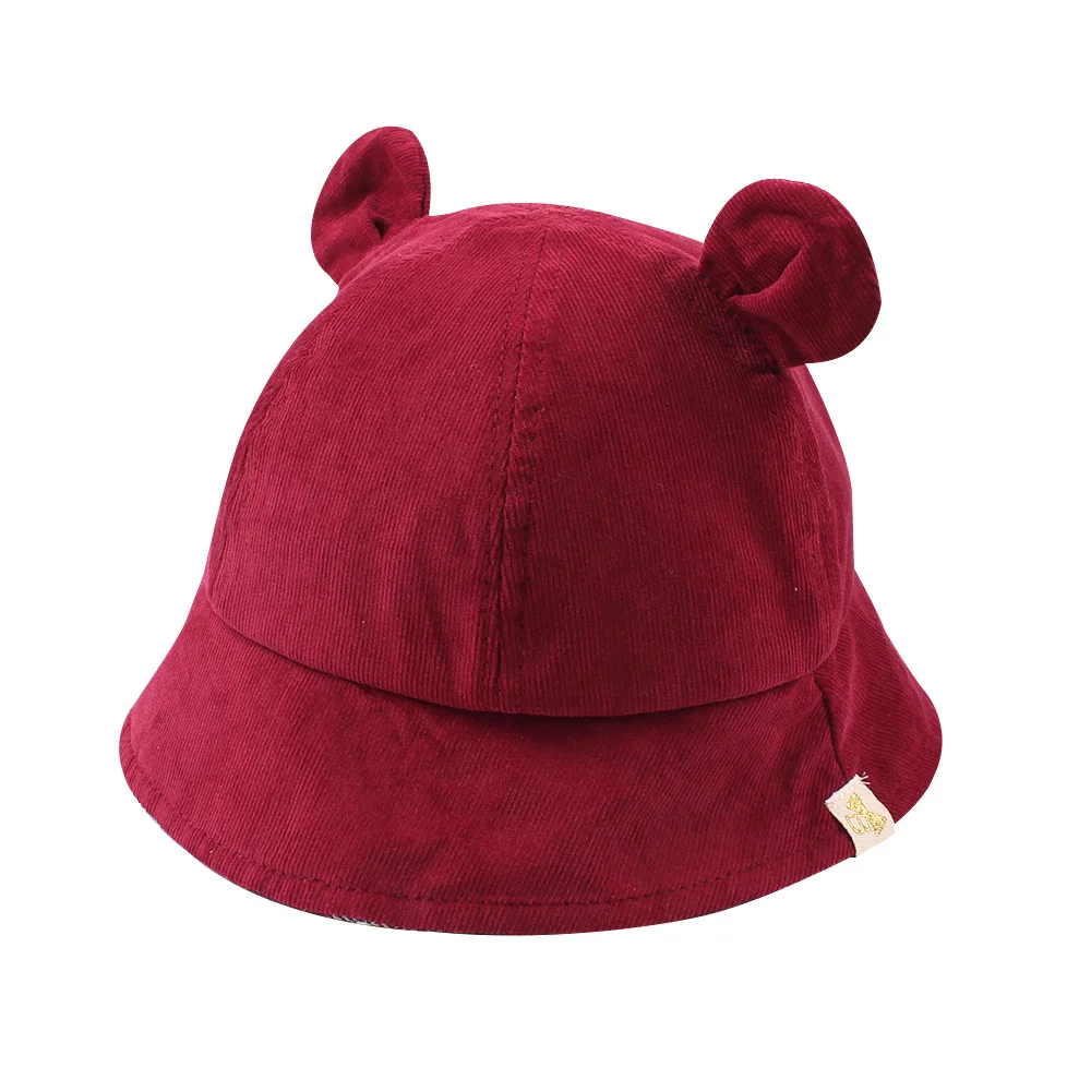 Fashion Baby Bucket Hat For Girls Cute Bear Ears Hat Toddler Kids Hat Caps Cotton Boys Girls Sun Cap Autumn Baby Girls Clothing (9)