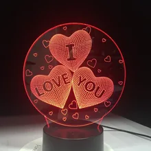Новинка I LOVE YOU красочный 3D свет USB акриловые Фонари светодиодный ночник для украшения свадьбы 7 цветов в одной лампе