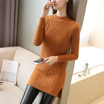 

New Fashion 2019 Women Autumn Winter Embroidery Long Sweater Pullovers Casual Warm Female Knitted Sweaters Pullover Lady