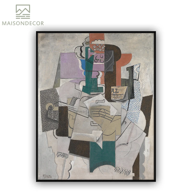 PABLO PICASO CUBIST PORTRAIT PAINT RE PRINT ON FRAMED CANVAS WALL ART DECORATION