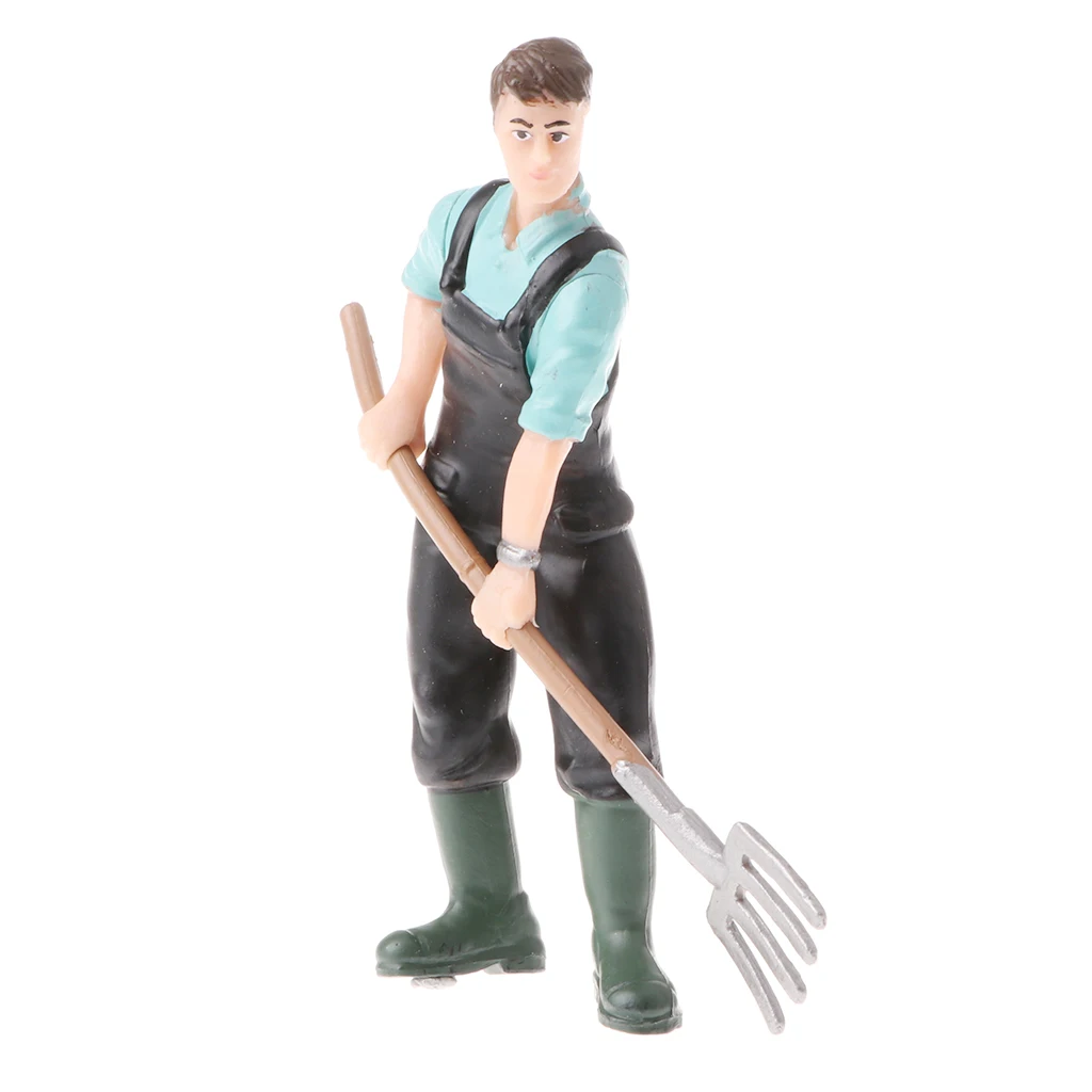 Simulation People Model Farmer with Rake Action Figures Kids Toy Gift