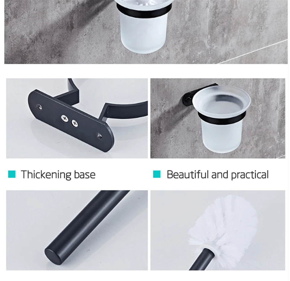 Eye Free Bathroom Accessories Black Towel Rack Hooks Shower Rack Corner Toilet Paper Holder Box Toilet Brush Towel Rails (13)
