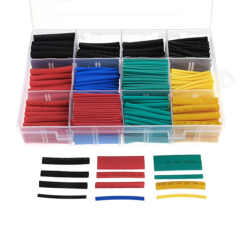 

530Pcs/lot Heat Shrink Tubing Tube Sleeving Wrap Cable Wire 5 Color 8 Size Case New 2017