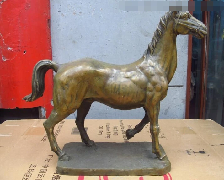 

Chinese Folk classical Bronze Copper Lucky Auspicious Steed war horse statue