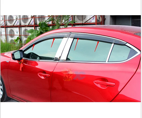 

For Mazda 6 Atenza 2013 2014 2015 2016 4pcs Window Visor Vent Shade Rain/Sun/Wind Guard Cover Exterior Awnings Shelters Parts