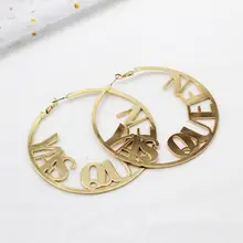 Новые стильные большие YAS серьги королевы для женщин хип-хоп золотой цвет металл большая буква Босс обруч серьги вrincos Бижутерия Аксессуары