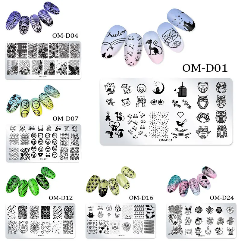 

1Pc Christmas Rectangle Nail Stamping Template Flower Animal Geometry Love Valentine's Day Nail Art Stamping Plate Polish Tool