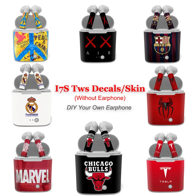 

New Luxury Marvel Print Decals for I7S Tws Bluetooth Wireless Earphone Full Body Wrapped Skin Sticker