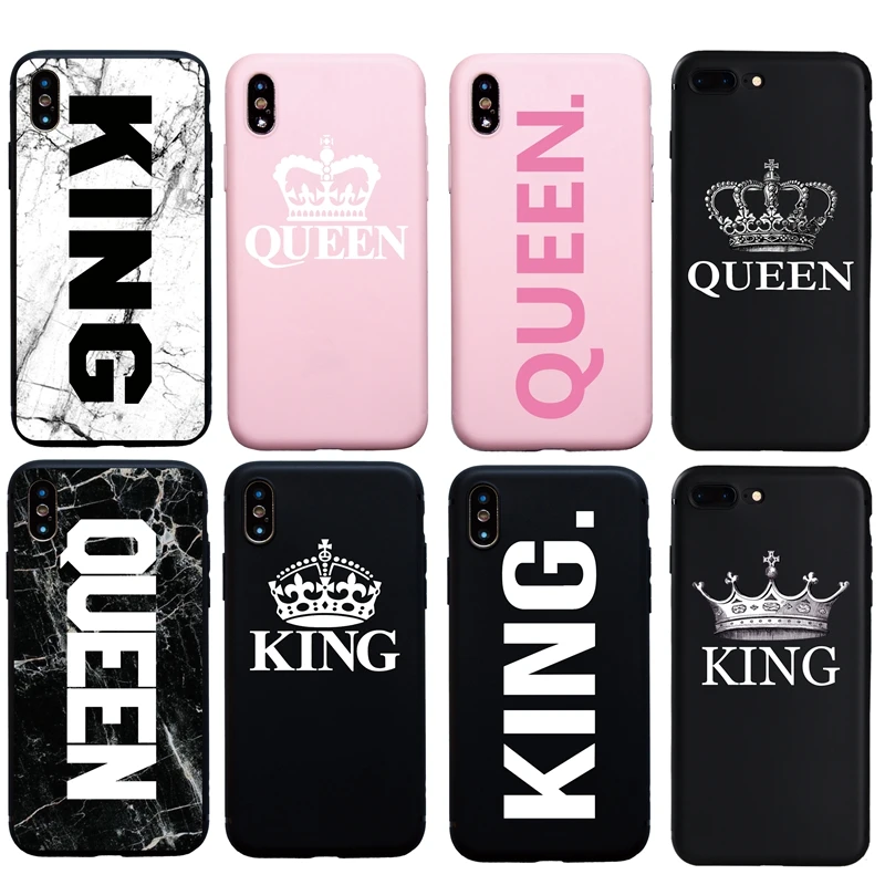 Новый брендовый мягкий чехол Crown King Queen для iphone 7 Pus 8 Plus 6 6s X XS MAX XR Funda Coque 5S SE телефона