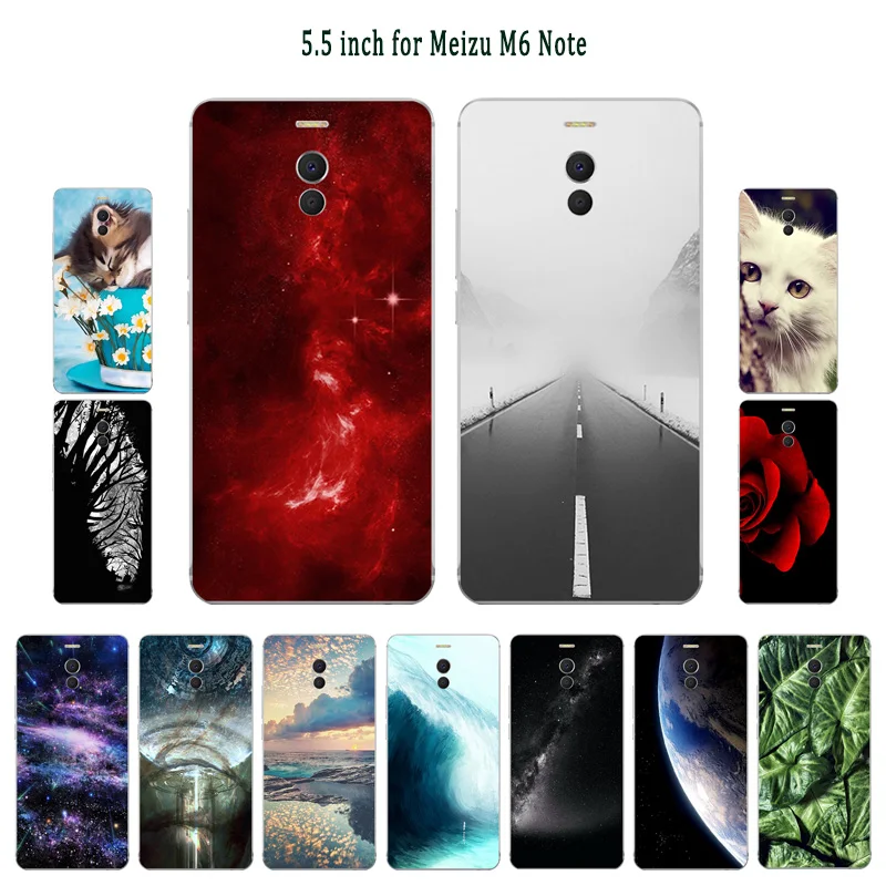 

Case For Meizu M6 Note/Blue Charm Note 6 Note6 Soft TPU Silicone Phone Cover for Meizu M6 Note Sleeping Painted Fundas Bag
