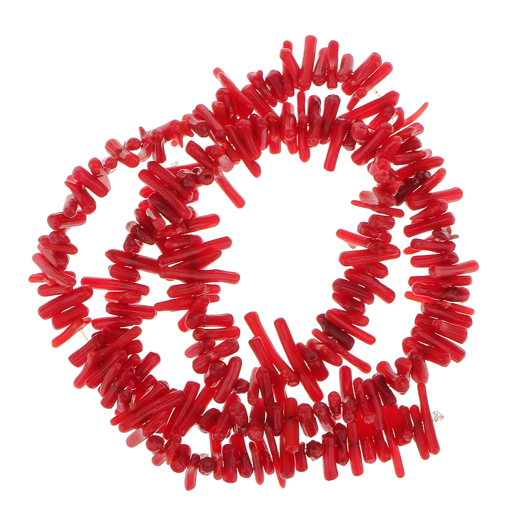 

Phenovo 9-12mm Chips Branch Deep Red Sea Bamboo Coral Loose Beads for DIY necklace bracelets 16' -Red coral branch