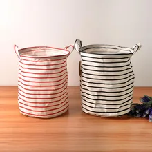 Маленькая складная корзина для белья в красную и черную полоску, водонепроницаемая корзина для белья из хлопка, держатель для хранения мелочей, Органайзер