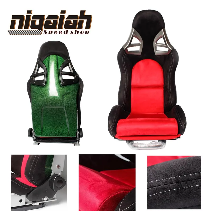 

2PCS/LOT OEM SPE Adjustable & Reclinable Seat Black and Red Suede Sport Racing Car Seat for Porsche