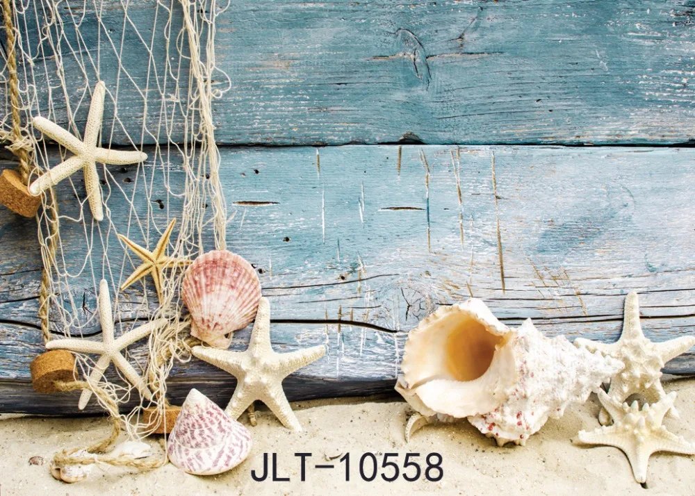 

SHENGYONGBAO Vinyl Custom Fishing nets Photography Backdrops Prop Conch Sailboat Photo Studio Background 10558