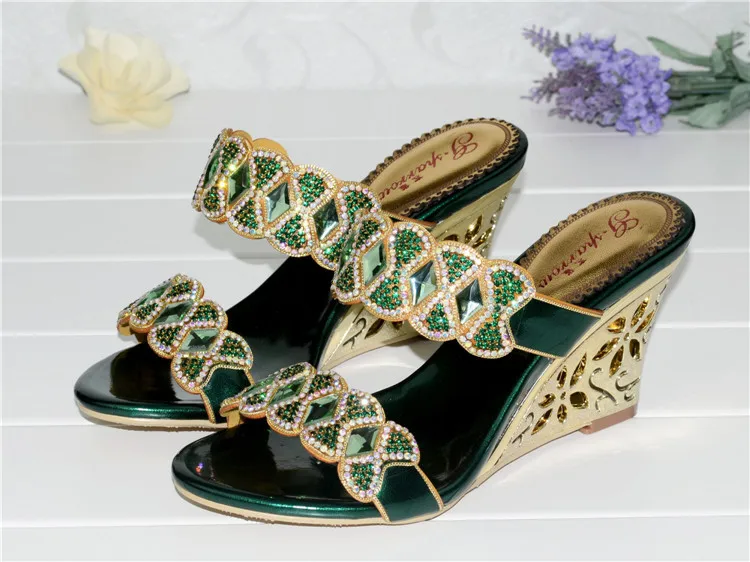 2016 Summer New Leather Shoes Rhinestone Roman Female Diamond Wedges Sandals Size 11 High Quality8