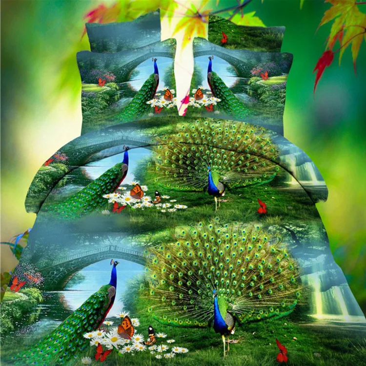 

Drop Shipping 3D Bedding Set Print Peacock Duvet Cover Print Set Bedclothes with Pillowcase Bed Set Hot Sale
