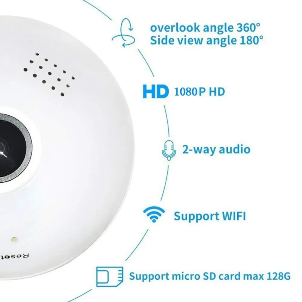 Беспроводная Wi-Fi 360 видеокамера, светильник, камера Full HD IP, Экшн-камера для домашней безопасности, монитор Insta, 360 градусов, видеокамера s