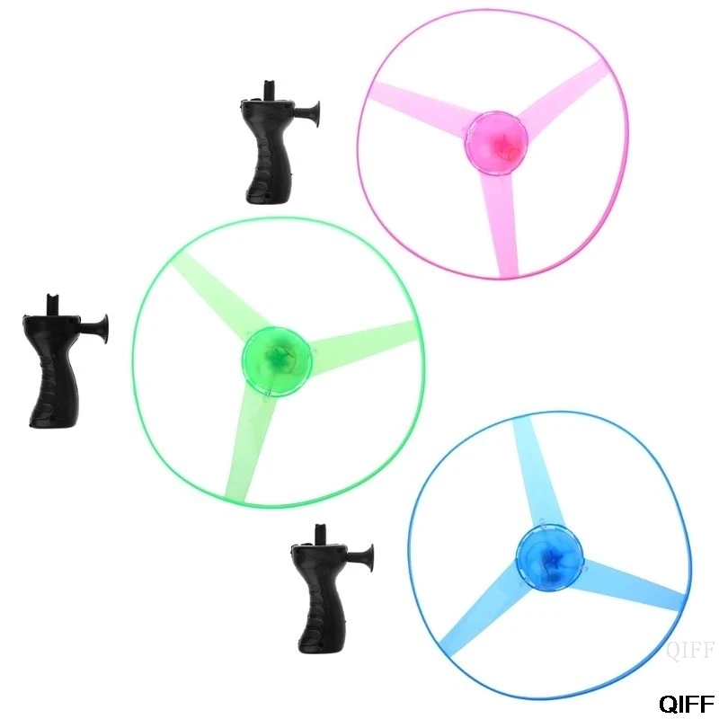 

Drop Ship&Wholesale LED Flashing Plastic Pull String Flying Saucer Propeller Toy Disc Helicopter New May06