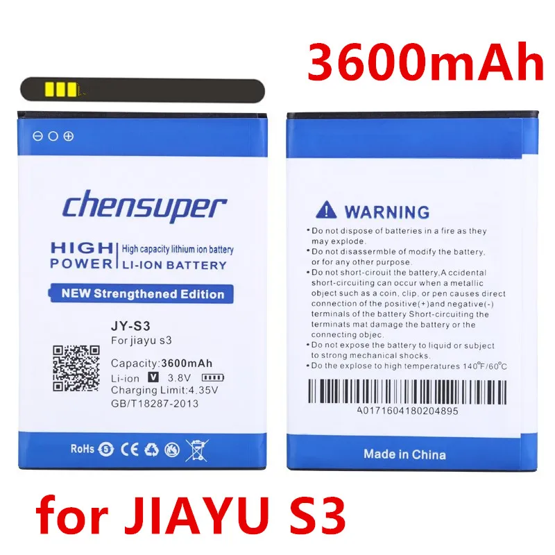 Аккумулятор chensuper высокой емкости 3600 мА · ч для JY S3/JY-S3 бесплатная доставка + номер