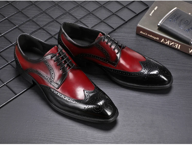 Men's Leather Casual Shoe Mens Genuine Leather Oxfords Shoe Office Casual Leather Shoes Men Brogue Lace-up Oxford Shoes For Men (1)