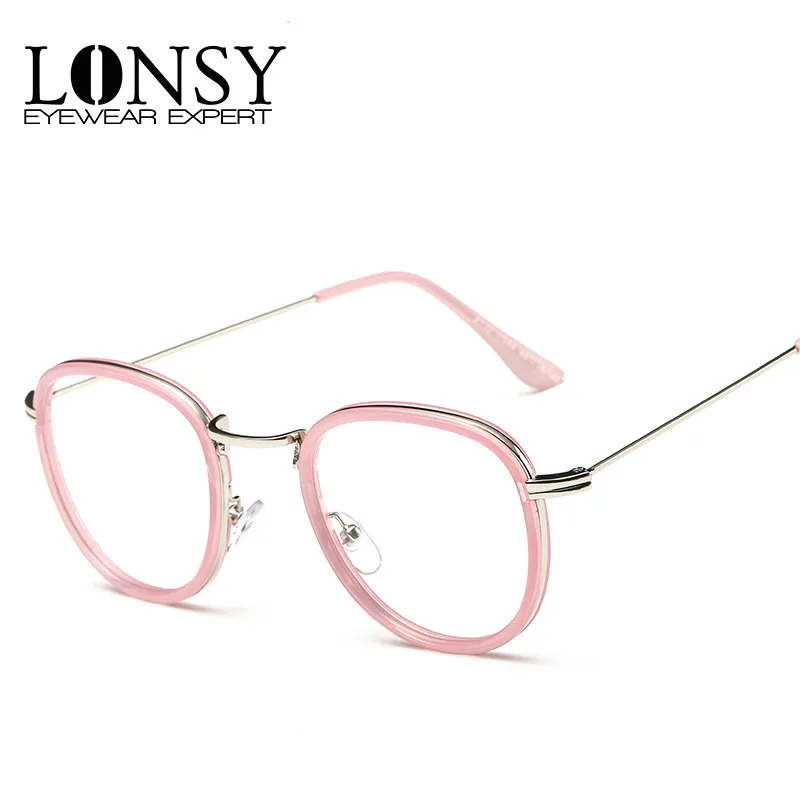 

LONSY 2016 Vintage Brand Design Men Women Glasses Frame Round Eyeglasses Optical Frame Retro Oculos De Grau Femininos Gafas