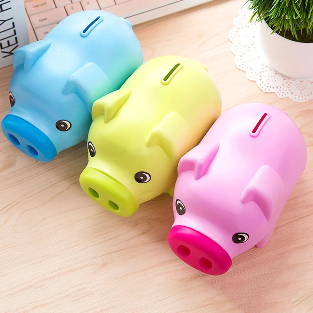 

Cute Cartoon Plastic Pig Piggy Bank Saving Cash Coin Money Box Children Toy Kids Birthday Gift Home Collection Decoration