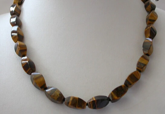 

huij 002376 stunning big 16mm baroque Yellow Tiger's Eye opal necklace