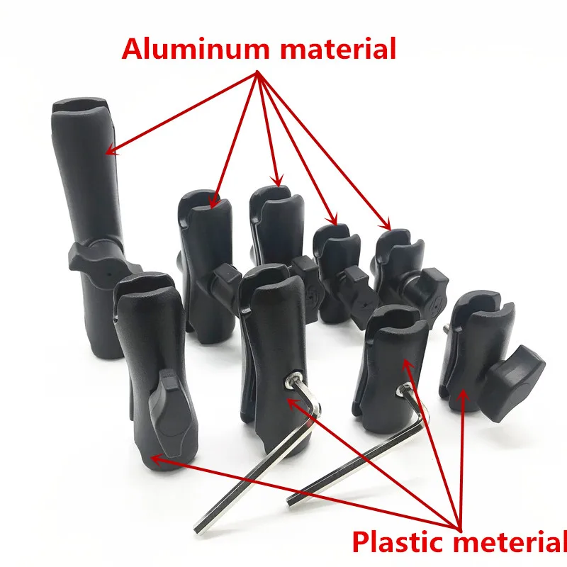 5,5 см 6,1 см 6,5 см/9 см; 9,4 см 9,5 каблуке 15 см, Алюминий или в пластиковом корпусе с двойной разъем руку для 1 дюйм шаровое Крепление основания для gopro hero7