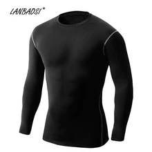 LANBAOSI, мужские рубашки, компрессионные, с длинным рукавом, базовый слой, для спортзала, тренировки, фитнеса, кроссфита, бега, велоспорта, спортивная одежда, топы