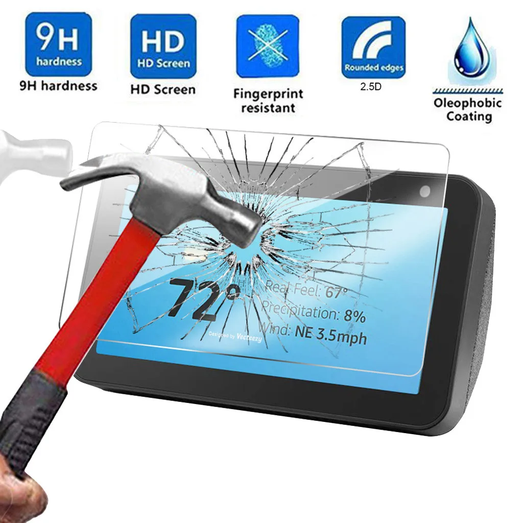 

New 8inch 9H HD Tempered Glass Screen Film Protector for Amazon Echo Show 5 Glass Tempered Glas Full Cover Screen Protector Film