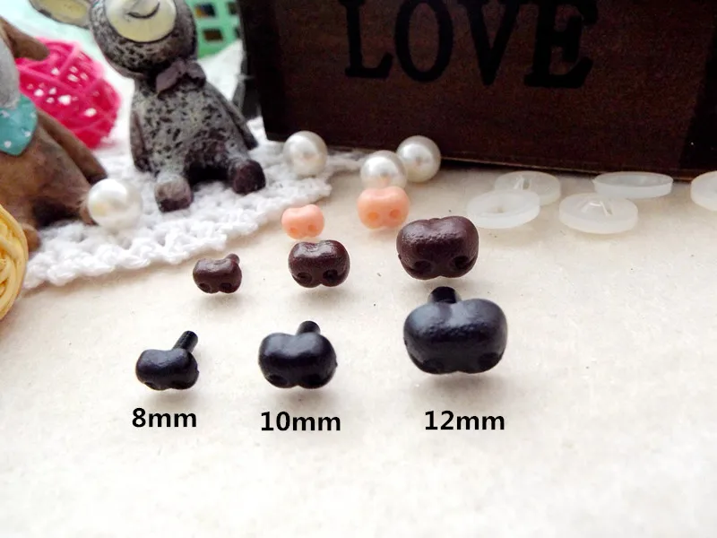 Lot de 5 nez en plastique noir 12mm