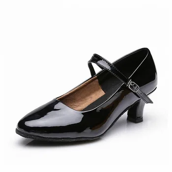 

Standard Practice Dance Shoes Medium Heel PU Leather Gliter Women Ballroom Tango Latin Dance Shoes Dancesport