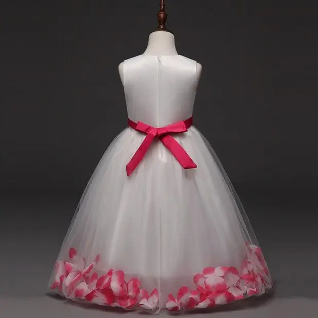 Цветок ручной работы o-образным вырезом Пояса с бантами милое платье для маленьких девочек Детские праздничные платья тюль