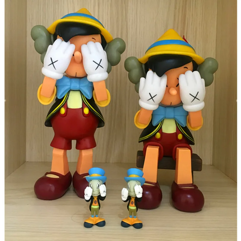 

Pinocchio&Jiminy Kaws Dissected Companion 26CM Standing 23CM Sitting Pinocchio Puppet PVC Action Figures Model Toy S159