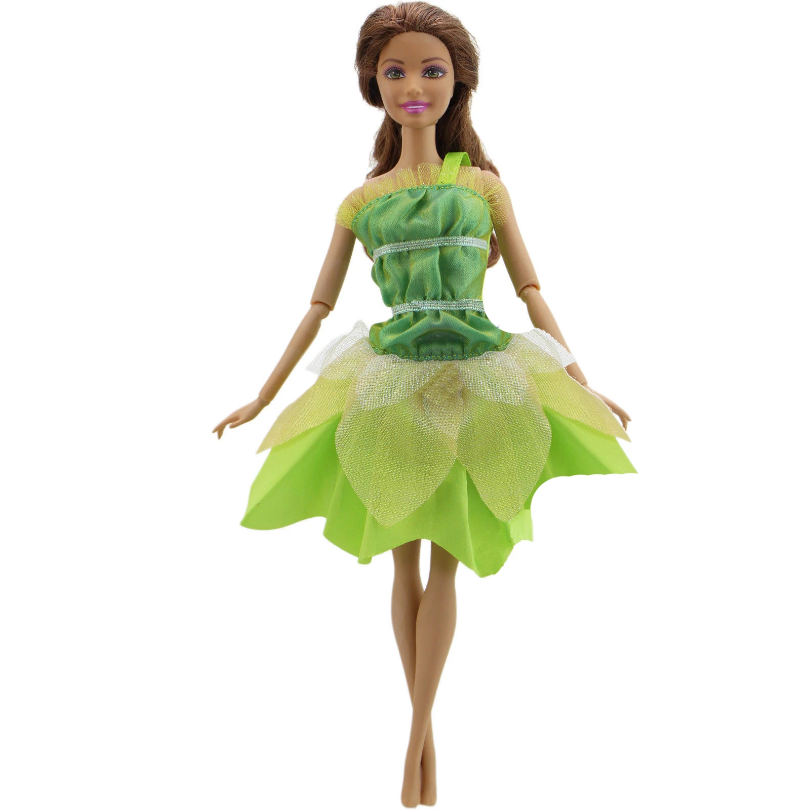 

Fashion Green Dress Wedding Party Gown Fairy Tale Princess Skirt One shoulder Clothes for Barbie Doll Accessories Dollhouse Toy