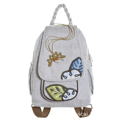

Hot String Appliques Women Travel Backpacks!Nice Natonal Printed Lady Casual Cover Backrack All-match Vintage Canvas backpack