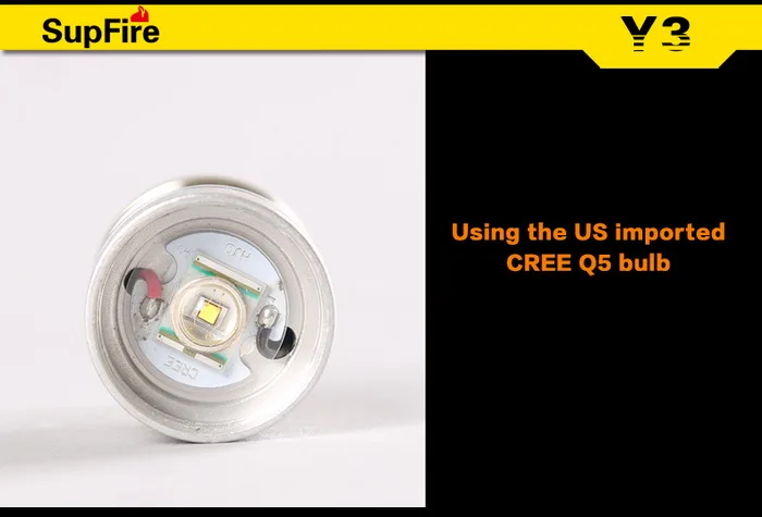 SupFire Y3 Cree Q5 350 люмен Водонепроницаемый IP67 5 режимов светодио дный фонарик Перезаряжаемые факел с 18650 Батарея