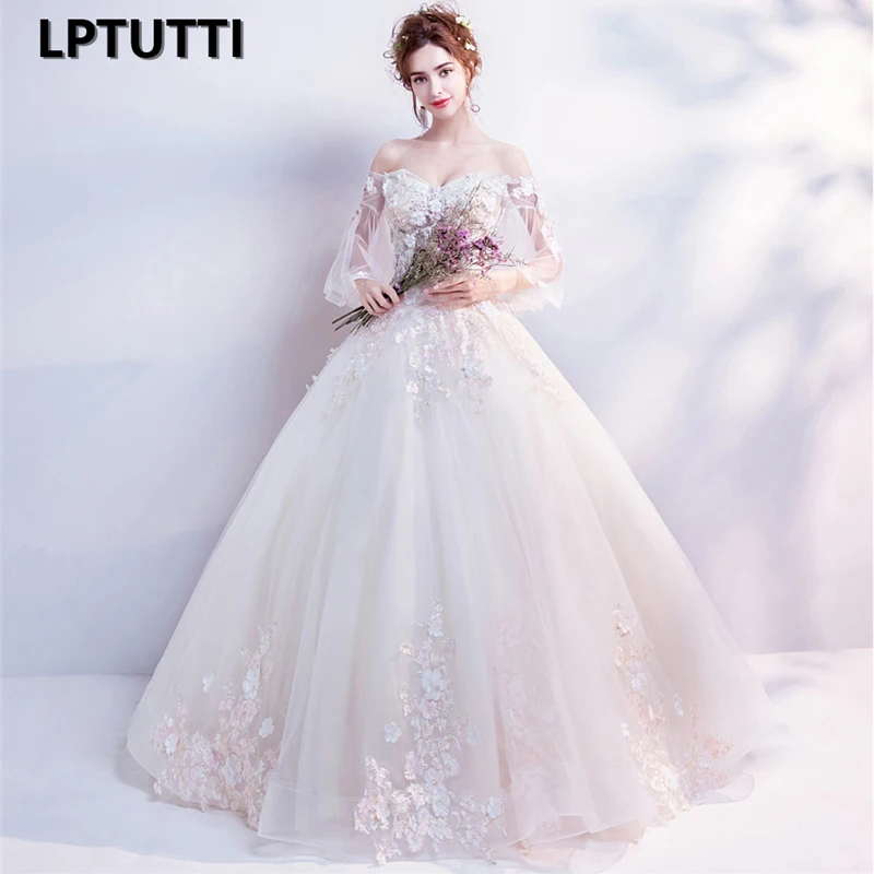

LPTUTTI Appliques Beading New Sexy Plus Size Princess Bridal Marriage Gown Boho Bride Simple Party Long Luxury Wedding Dresses