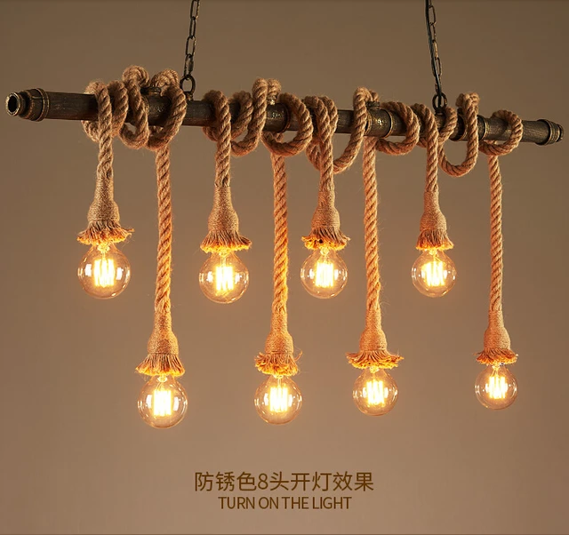 retro water pipe lamp vintage pendant light hemp rope loft industrial lighting bar cafe fixtures industrial lighting fixture i24 fixture