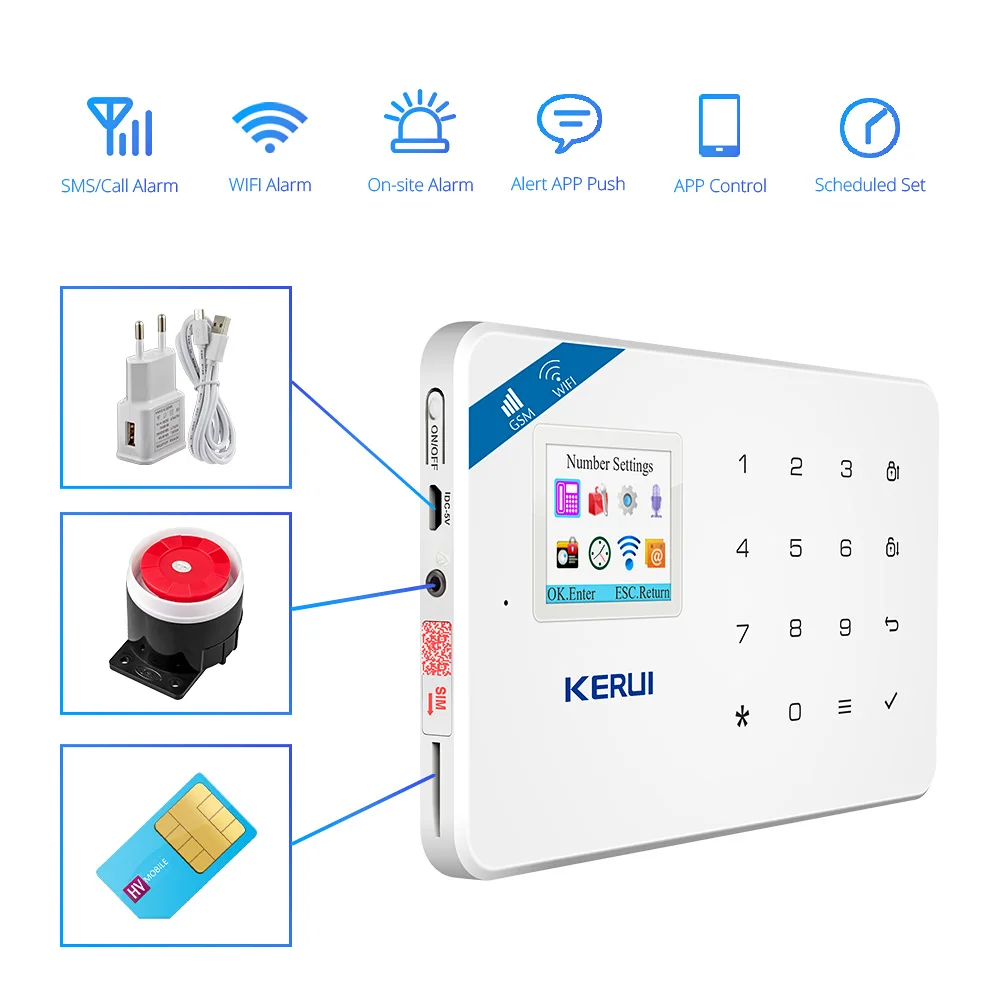KERUI W18 inalámbrico WiFi GSM sistema de alarma Android ios APP Control hogar seguridad sistema de alarma con sensor de movimiento PIR IP cámara